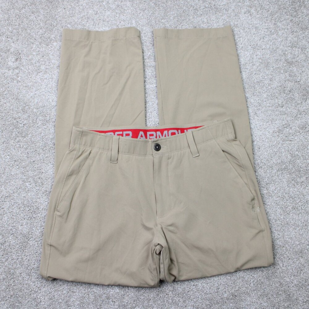 Under Armour Pants Mens 32x30 Beige UA Match‎ Play Loose Fit Straight Leg Golf